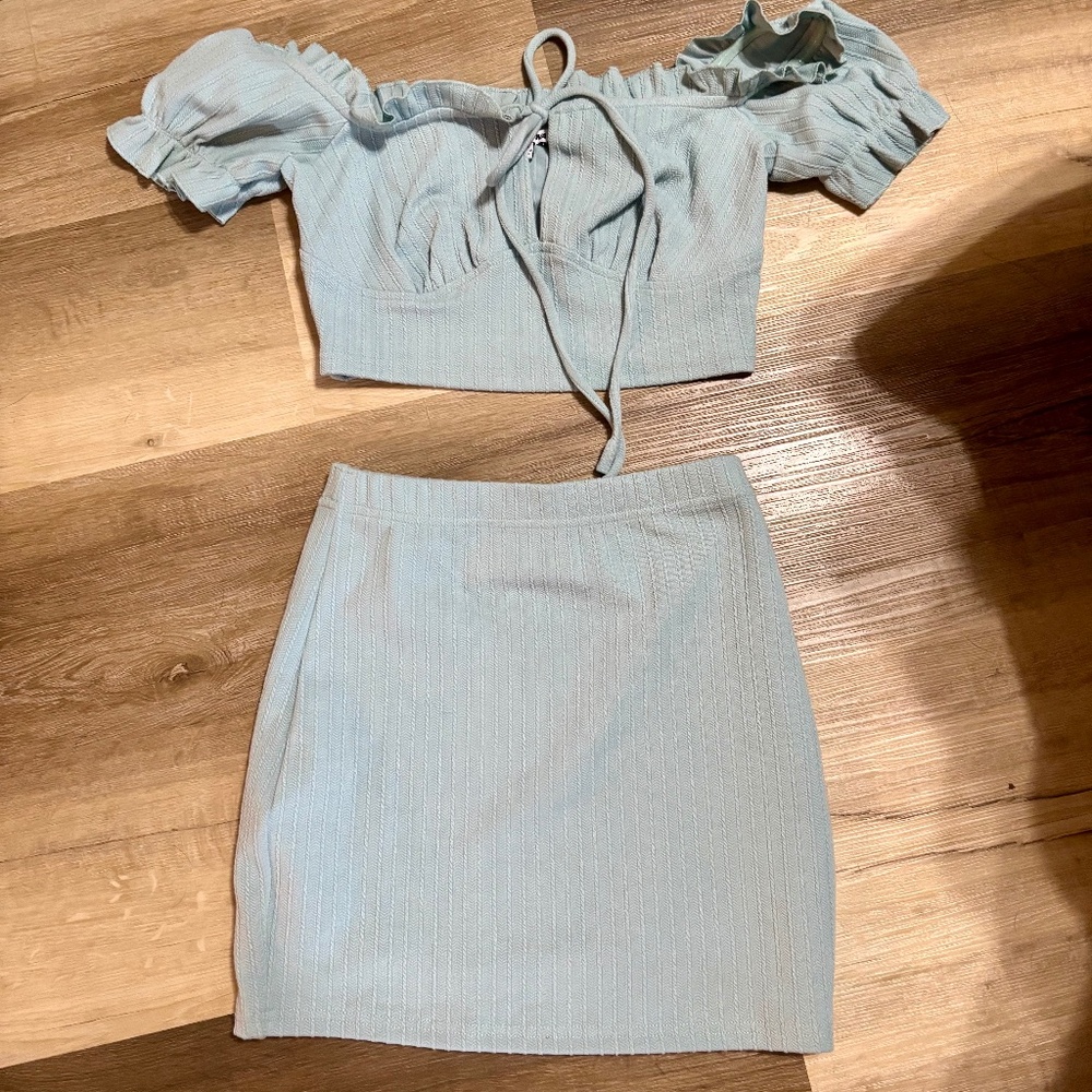 Light Blue Skirt Set